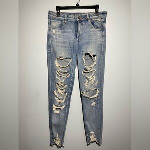American Eagle Outfitters Light Blue Distressed Skinny Jeans
